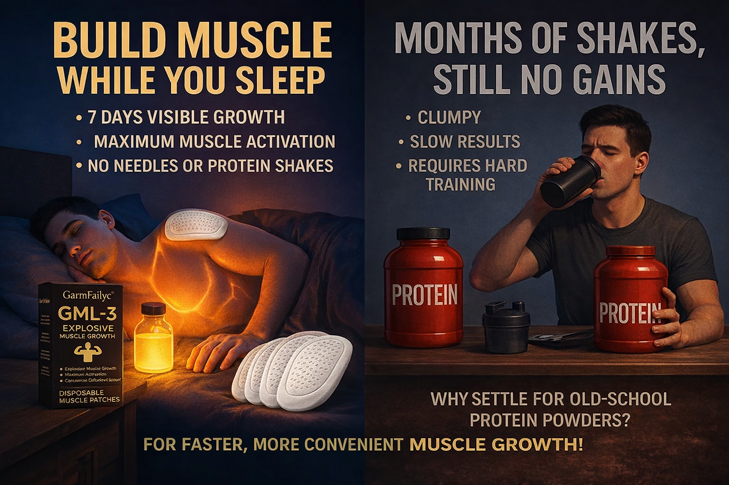 Official Store | GarmFailyc® 💪 GML-3 Disposable Muscle Patches (Just once a day, visible gains in 7 days) ✅ For skinny body, low muscle mass, poor strength, slow recovery, hormonal imbalances, and more.